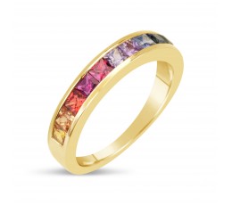 Rainbow Sapphire Princess Channel Ring