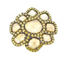 Rose Cut Slice Yellow Diamond Ring Rose Cut Slice Yellow Diamond Ring