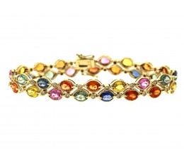 Multi-Color Sapphire & Diamond Bracelet
