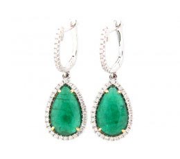 Rose Cut Emerald & Diamond Earring