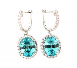 Blue Zircon & Diamond Earring