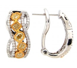 Yellow & White Diamond Earring