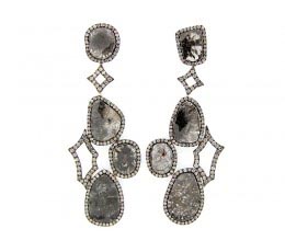 Rose Cut Slice Fancy Color Diamond Earring Rose Cut Slice Fancy Color Diamond Earring