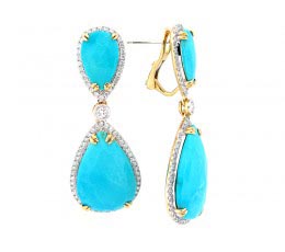 Rose Cut Turquoise & Diamond Earring