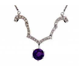 Amethyst & Diamond Heart Convertible Necklace