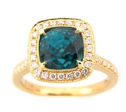 Blue Zircon & Diamond Ring