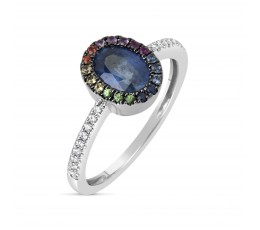 Sapphire & Rainbow Ring