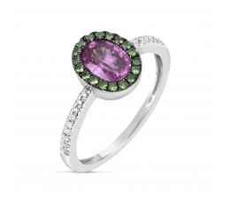 Pink Sapphire & Tsavorite Ring