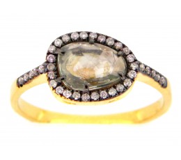 Green Sapphire & Diamond Ring