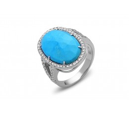 Rose Cut Turquoise & Diamond Ring