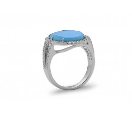 Rose Cut Turquoise & Diamond Ring