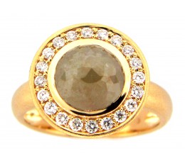 Gray-Green Rose Cut Diamond Ring