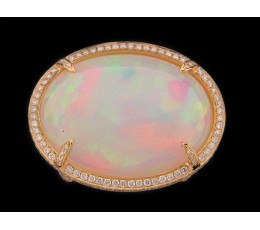 Large Oval Ethiopian Opal & Diamond Ring