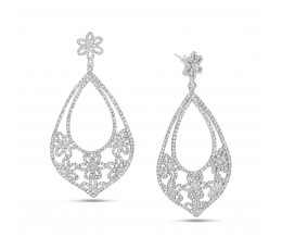 White Sapphire Floral Earrings