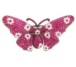 Ruby & White Sapphire Butterfly Broach